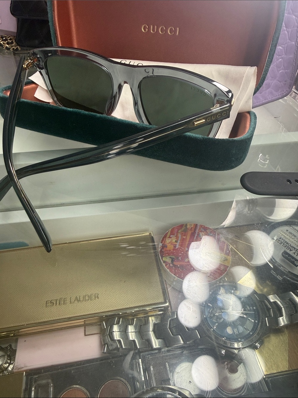 Gucci Translucent Smoky Gray Sunglasses with Dark Lenses - Picture 2 of 4